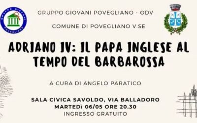 Povegliano. Conferenza sull’unico papa inglese della storia, Adriano 4°